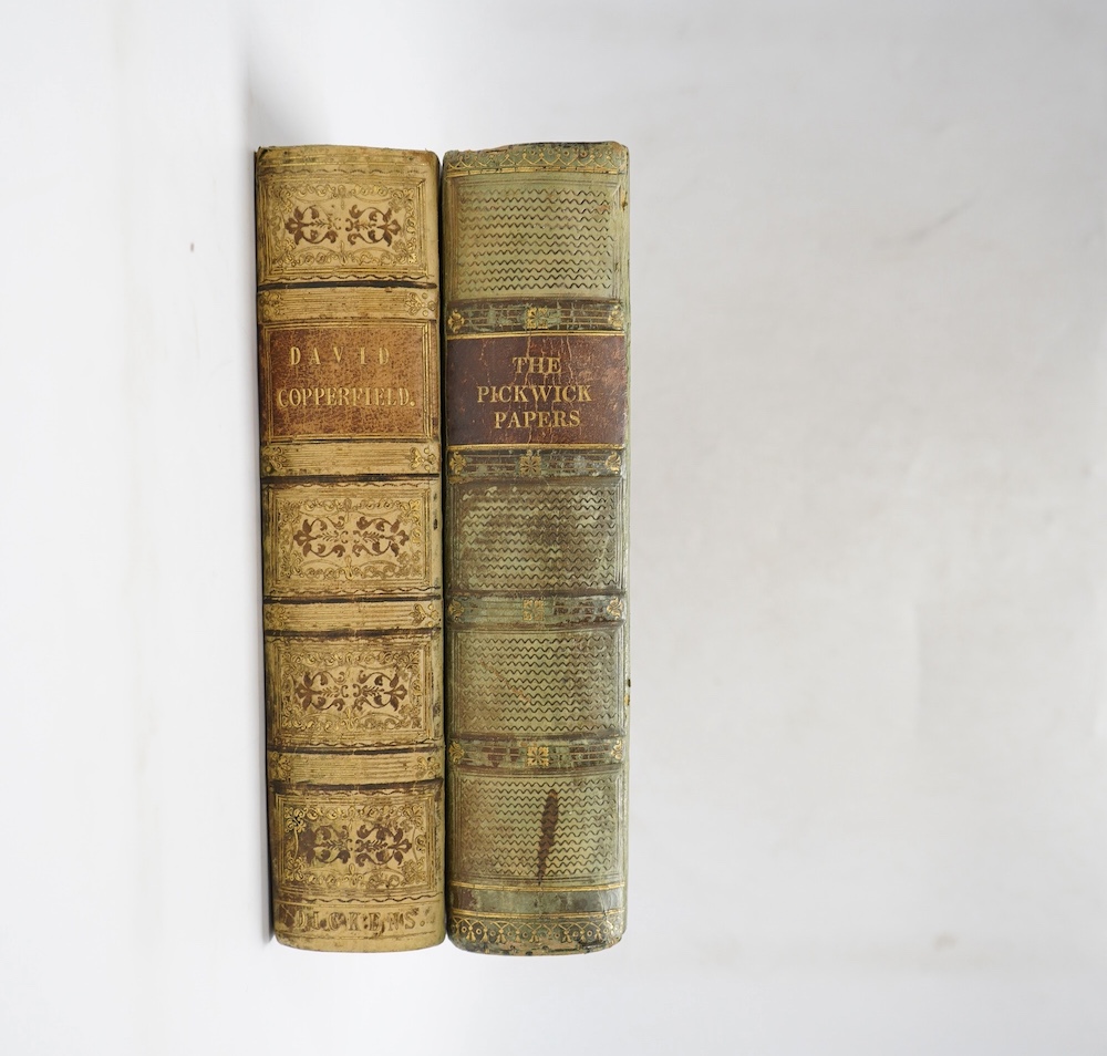 Dickens, Charles. The Personal History of David Copperfield with illustrations by H. K. Browne, (Phiz), 8vo, half calf, Bradbury and Evans, London, 1850, and The Posthumous Papers of the Pickwick Club, first edition in b